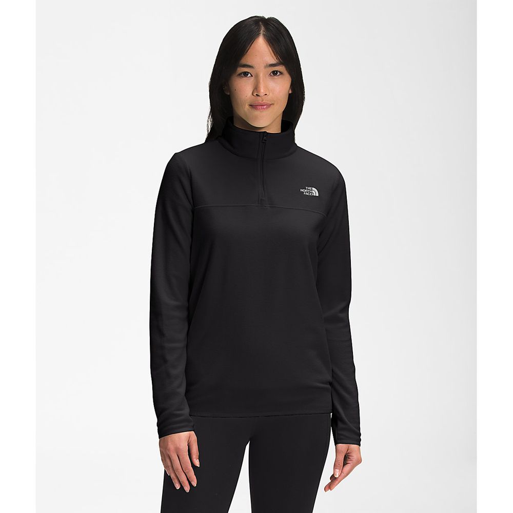 The North Face Fleece Jacket Womens Australia - The North Face Tka Glacier ¼ Zip Black Snow (ZIW-528